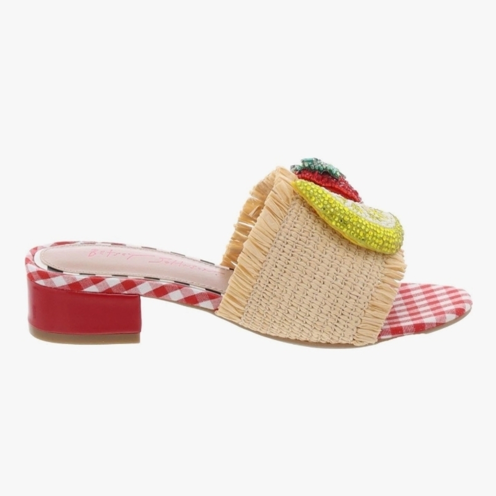 Betsey Johnson Red and Tan Picnic Sandals